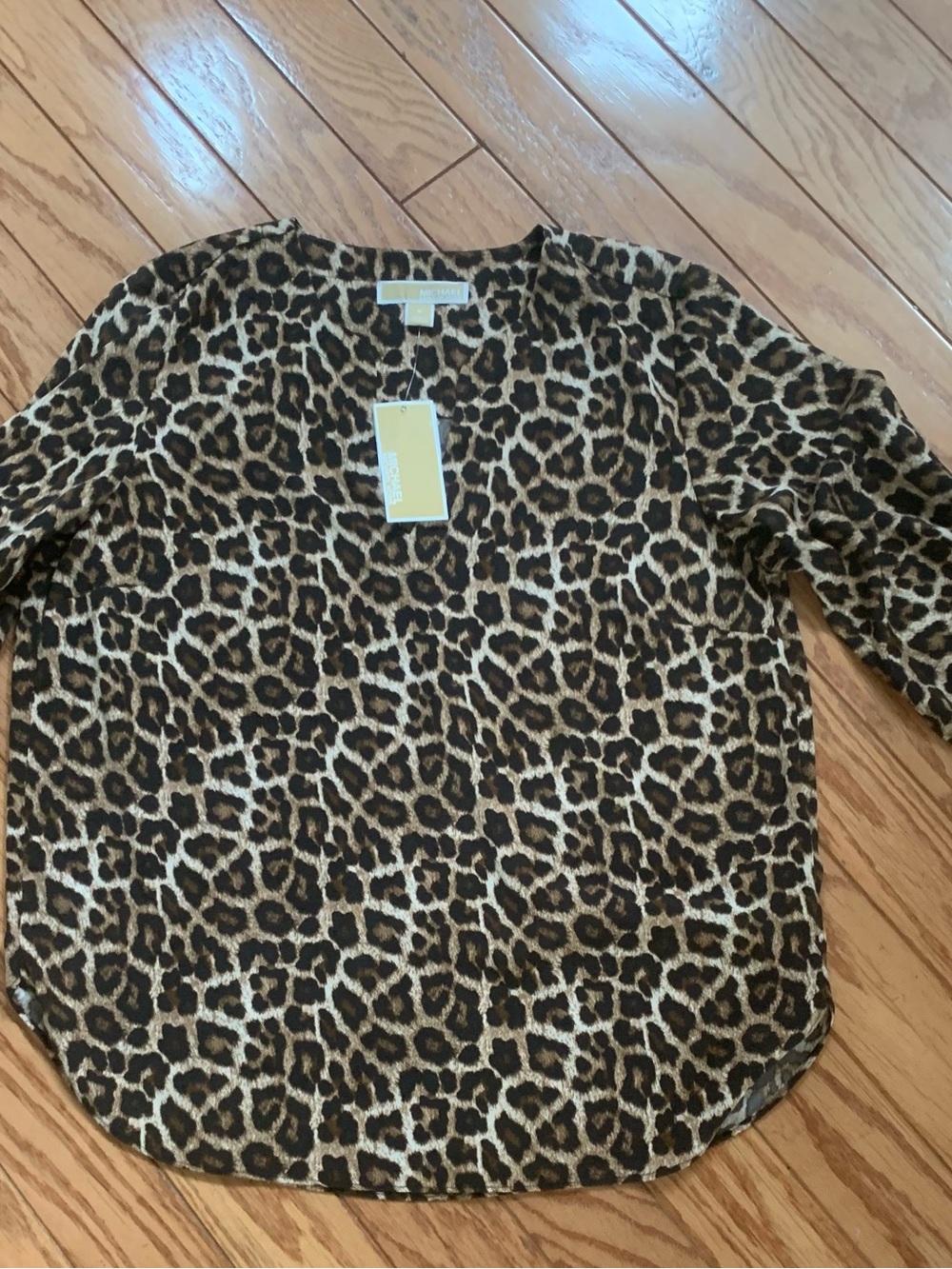 Michael Kors Leopard Print Button-Down Shirt in Brown and Black